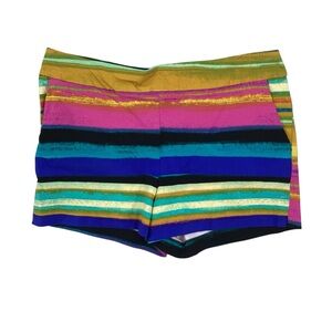 New York & Company Pull On Stripe Shorts Multicolor XXL